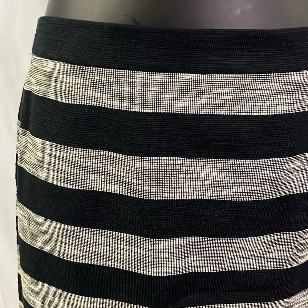 J. Crew Factory Black & Cream Striped Pencil Skirt